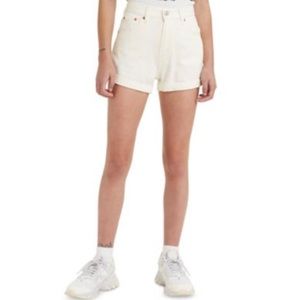 Levi's White High Rise A-Line Mom Jean Shorts A2
